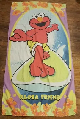VTG Sesame Street Elmo On Surfboard Hawaii Aloha Friends Kids Beach Bath Towel  • $36.20