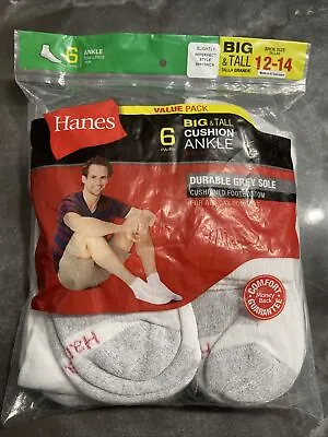 Hanes Men's Cushion Ankle Socks ( Size 12-14 6-Pack) • $13.50