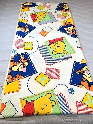 Vtg Disney Winnie The Pooh And Tigger DOUBLE Full Flat Bed Sheet 90’s Colorful • $12
