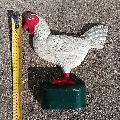 Vintage Cast Iron Rooster Door Stop Back Stamped With Number And Letter • $75