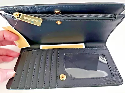 Michael Kors Leather Large Top Zip Continental Wallet Black Nwt • $55