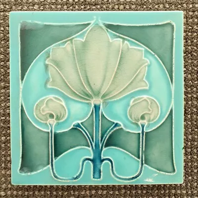 🔶️english Majolica Art Nouveau Jugendstil Aesthetic Fireplace Tile Minton Boote • $330