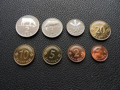 Latvia 1992 Full Coin Set UNC 1 2 5 10  50 Santims And 1 2 Lats • £77.09