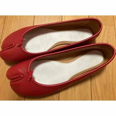 Maison Margiela Tabi Ballet Shoes Leather Flat Pumps Red Size 35 Lined Used • $340