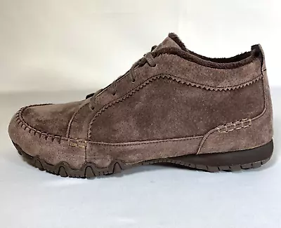 Skechers Relaxed Fit Brown Suede Ankle Moccasin Chukka Boots Lined Women's Sz 11 • $22.38