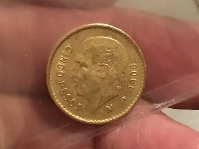 1906 Mexican Cinco Peso Gold Coin Great Details Beautiful Worth A Look! • $359.88