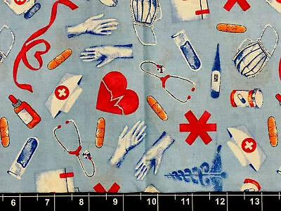 Tina Scrap 9 X21  Medical RN Nurse Doctor Hospital EMS Caduceus Cotton Fabric • $2.49