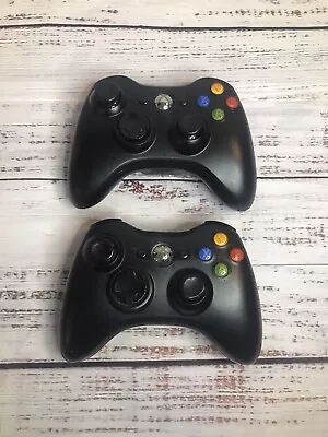 2 Microsoft Xbox 360 Wireless Black Controller Model 1403 Parts Only • $23.79