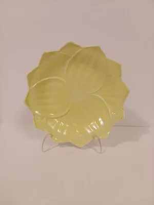 Vintage Milk Glass Lotus Flower Plate Yellow 8 Inches • $16