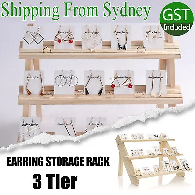 3 Layer Wooden Earring Display Stand Holder Jewelry Necklace Rack Organizer AU • $21.97