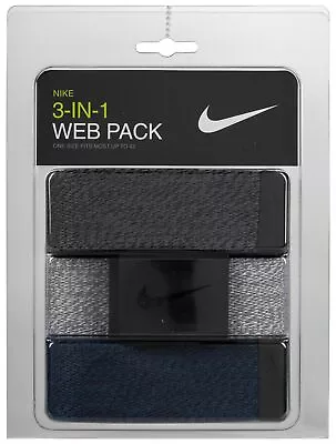 Nike Men's Heathered 3-Pack Web Belts - Black/Grey/Navy • $19.99