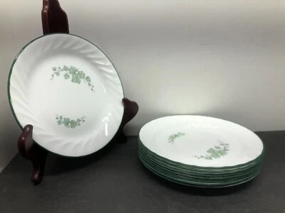 $26.99 • Buy Set Of 8 Corning Corelle Calloway Green Vines Swirl 7  White Salad Plates