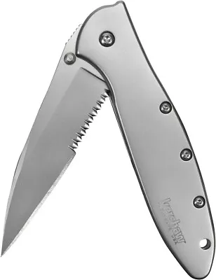 Kershaw Leek Flag Logo Pocket Knife Serrated EDC 1660ST Assisted Opening 14C28N • $46.99