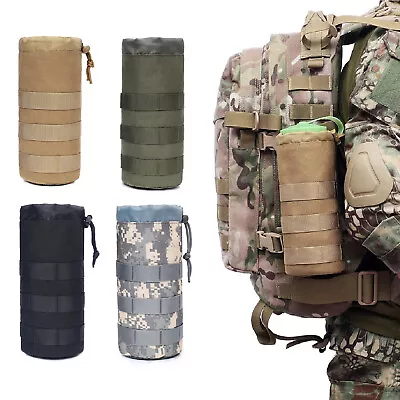 Tactical Molle Water Bottle Holder Carrier Pouch Kettle Bag Outdoor Durable UK • £8.96