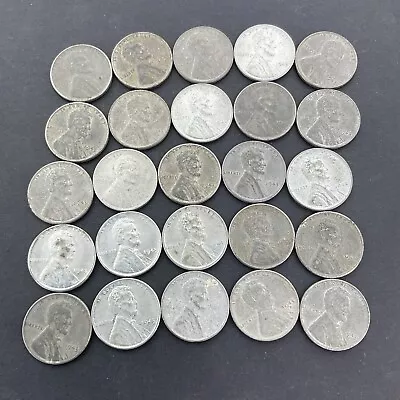 Old U.S. Coins Lot Of 25 - 1943 PSD - Steel Wheat Pennies • $7