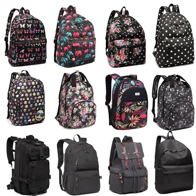 £9.99 • Buy Boys Girls  School Canvas Oilcloth Backpack Rucksack Black Bag Multiple Type