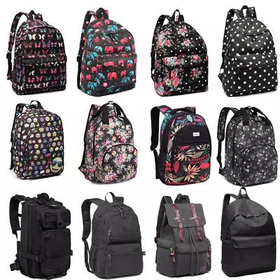 Boys Girls School Canvas Oilcloth Backpack Rucksack Black Bag Travel Bags A4  • £8.99