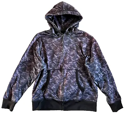 ECKO UNLTD Hoodie Jacket Mens Medium All Over Print Logo Ripcords Function XSC • $25.19