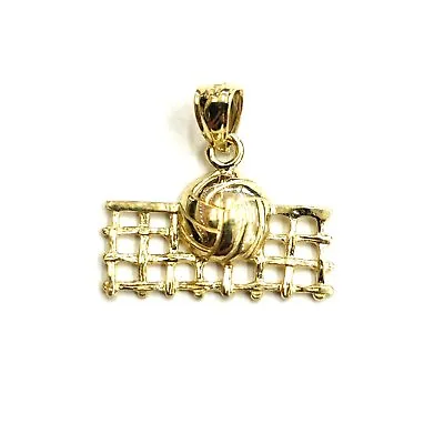 14k Yellow Gold Volleyball And Net Pendant Charm Sport Game Fine Jewelry 1.7g • $125