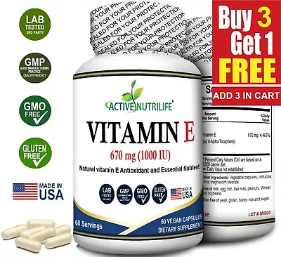 ACTIVE NUTRILIFE Vitamin E - Natural 1000 Iu 60 Vegan Capsules • $11.85
