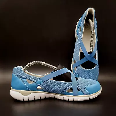 Propet Travel Sky Blue Mesh Lightweight Hook N Loop Sneakers Women's Sz 11 X(2E) • $29.99