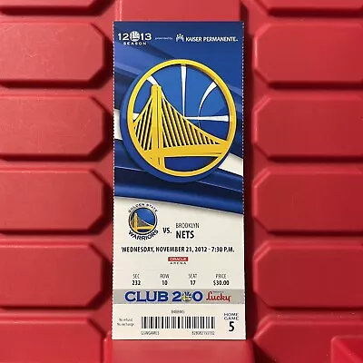 Golden State Warriors Vs Brooklyn Nets NBA Basketball Ticket November 2012 • $7.49