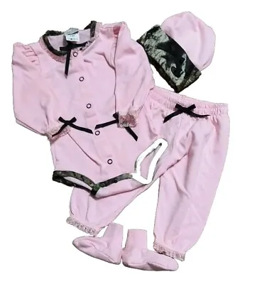 Jordan Lee Original 5pc Set Cute Baby Girl Camo Mossy Oak Size 3/6 Months Pink • $24.99