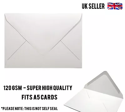 C5 White Envelopes Gummed Flap For A5 Cards Craft No Window 120 Gsm • £4.69