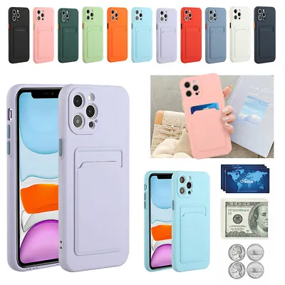 $8.68 • Buy For IPhone 11 12 13 Pro Max X XR 8 7 Case Silicone Shockproof Card Holder Cover
