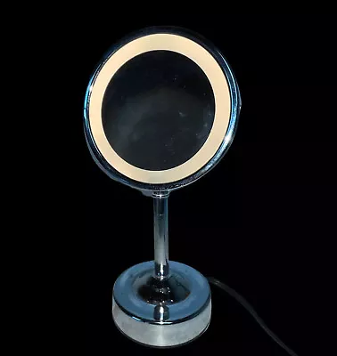 Vintage Y2K Conair Magnifying Double Sided Halo Lighted Mirror Silver Round Lamp • $25