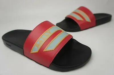 Bally Slawing Pool Slide Sandals Red Blue Orange Men's Size 10 D MSRP $185  • $50