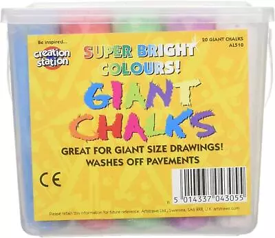 20 Giant Coloured Chalk Sticks Kids Craft Outdoor Pavement Games Or Chalkboard • £7.99