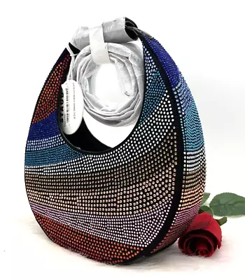 AUTH NWT $395 Staud Mini Moon Multicolor Crystal Hobo Crossbody-Rhinestones • $299.99