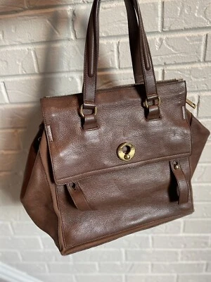 $249 • Buy 👜YVES Saint Laurent Muse Two 2 Messenger Purse Brown Leather Large Shoulder Bag