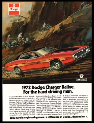 1973 Dodge Charger Rallye-Vintage Red Car Art Print Ad-Man Cave Garage Decor • $7.96
