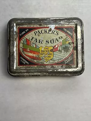 Vintage Small Packers Tar Soap Holder Tin Container NEW YORK • $8.95