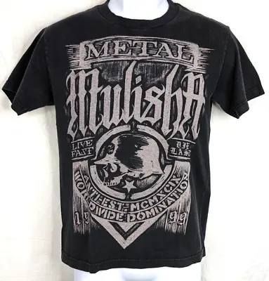 Metal Mulisha Black Logo Graphic Tee T Shirt Biker Skull Live Fast 1999 Size S • $18.95