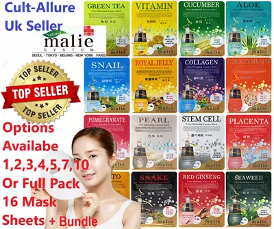 Malie Korean Face Mask Sheet Pack Facial Skin Care Moisture Essence UK Seller • £2.49