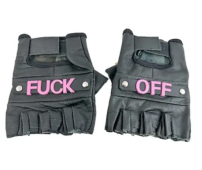 F OFF Motorcycle Fingerless Leather Half Finger Driving Biker Black Gloves Punk • $18.99