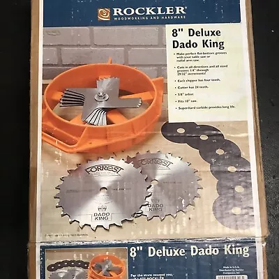 Read-Genuine 8” Rockler 21718 Forrest Deluxe Dado King Set 1/4”-29/32” 5/8 Arbor • $249.99