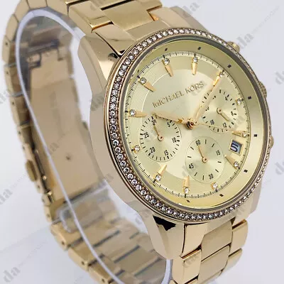 Michael Kors MK6356 Ritz Gold Stainless Steel Bracelet Chronograph Women's Watch • $101