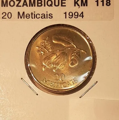 1994 Mozambique 20 Meticais Brass Clad Steel Coin  BU • $2.95