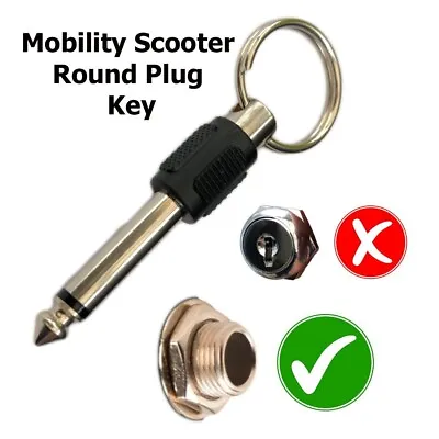 Round Plug Key For Mobility Scooter CareCo Heartway Pride TGA Rascal Merits • £7.95