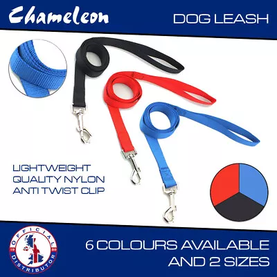 Dog Puppy Nylon Lead -2 Sizes- 6 Colours Heavy Duty Large • £3.65