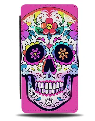 Purple Girls Mexican Sugar Skull Flip Wallet Case Sugarskull Head Face Girl CC97 • £19.99