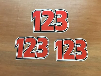 3 X Custom Race Number Stickers For Motocross Dirt Bike Kart Off Roading • £6.95