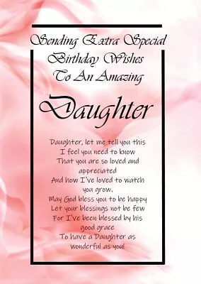 'To An Amazing Daughter' - A5 Card Daughter Birthday Special Love Keepsake • £3.99