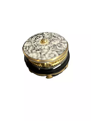 Mud Pie Porcelain Hinged Box - Black & White Toile Foot Stool Treasure Box • $15