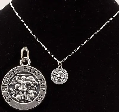 £4.99 • Buy 16  To 24  Silver Plated Mens Womens St Michael Pendant Unisex Necklace Chain