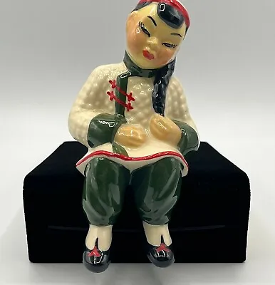 Adorable Ceramic Arts Studio Asian Girl With Braid Shelf Sitter Figurine • $10